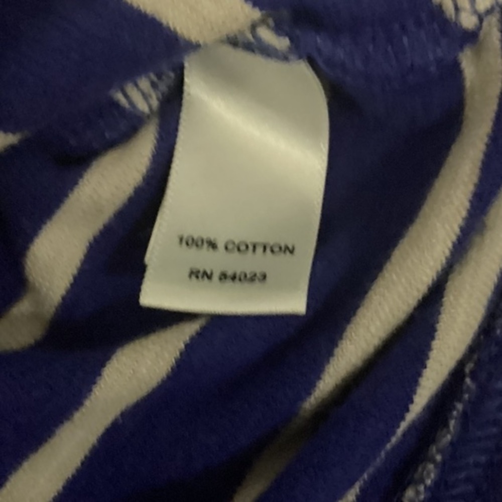 Banana Republic Men’s XL Tall Royal Blue Cream 100% Cotton Striped Sweater EUC - Picture 7 of 8